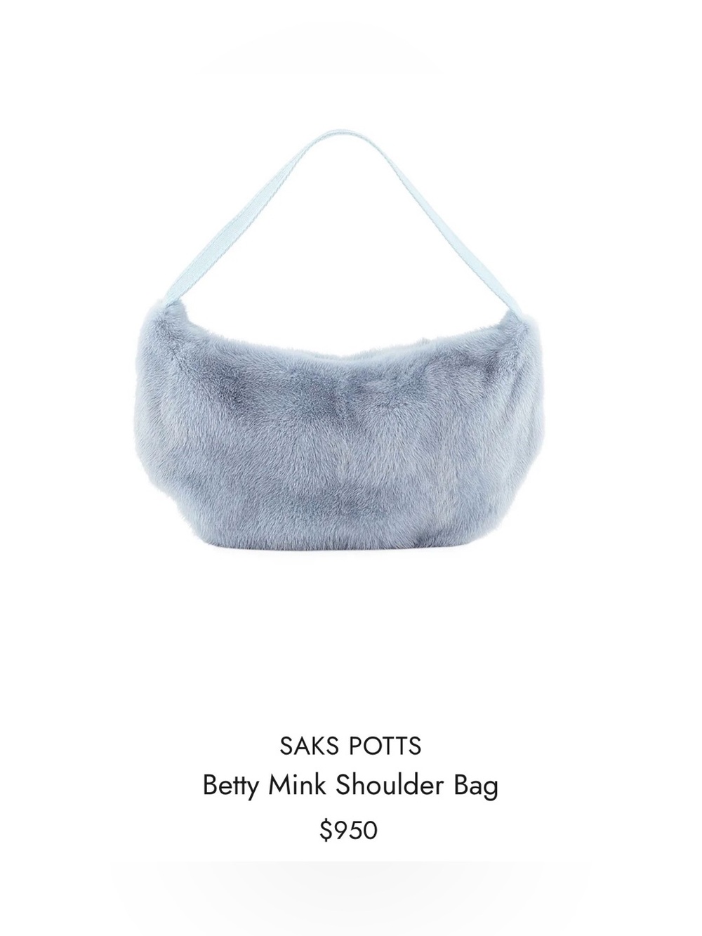 New Saks Potts Betty mink shoulder bag light blue fur